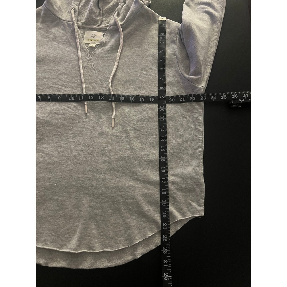 Offline by Aerie Gray Graphic Sleeve Thumbhole Hoodie Sweatshirt Medium (1088) - Picture 5 of 11